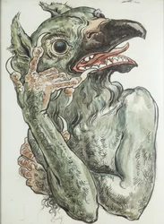Diablo con cabeza de pájaro