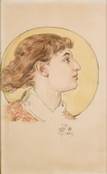 Cartón para la policromía de la iglesia de Santa María - Cabecita de angelito (retrato de la hija Helena)