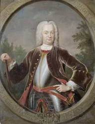 Holandés: Gustaaf Willem barón van Imhoff (1705-50). Gobernador General (1743-50) Retrato de Gustaaf Willem, Barón van Imhoff, Gobernador General de la Compañía Holandesa de las Indias Orientales.