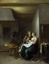 Una pareja en un interior