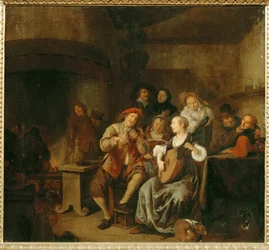 Granjeros haciendo música (pintura sobre madera de roble)