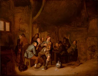 Figuras fumando y tocando música en una taberna, c.1640