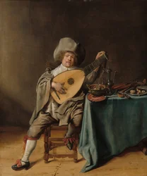 Autorretrato como tañedor de laúd, c.1637-1638 (óleo sobre tabla)