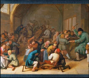 Escuela de pueblo (pintura sobre lienzo)