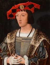 Retrato de un hombre poniéndose un guante, c.1520 (óleo sobre tabla)
