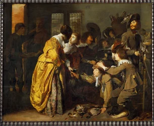 Regreso de la caza (pintura sobre madera de roble)