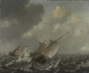 Embarcaciones en un mar agitado, 1620s