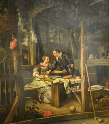 Dos amantes bajo un cenador