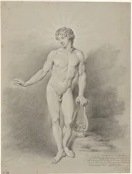 Desnudo masculino de pie con lira, como Apolo