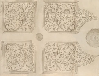 Diseño para una fuente y cuatro parterres cuadrados para un jardín de recreo, 1651