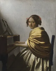 Una joven sentada ante un virginal, hacia 1670