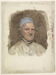 Retrato de hombre, con sombrero azul