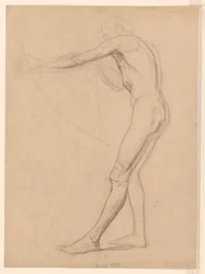Desnudo masculino de pie, con arco y flecha