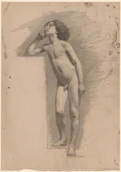 Niño desnudo de pie