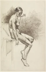 Estudio de desnudo femenino sentado