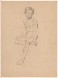 Niño desnudo sentado