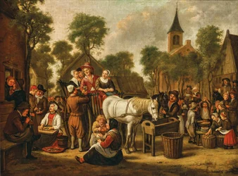Escena del mercado de Jan Victor (1650)