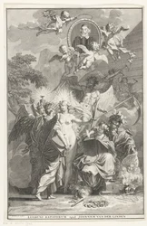Portada alegórica con el retrato del escritor Edward Simson Página de título para: Edward Simson, Chronicon historiam catholicam complectens, 1729