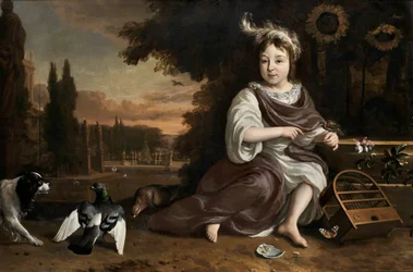 Jan Weenix Príncipe de Orange con jaula de pájaros