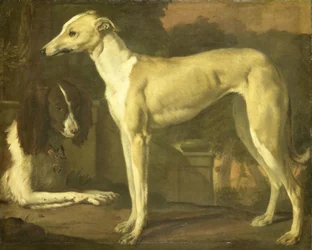 Retrato de un galgo y un spaniel