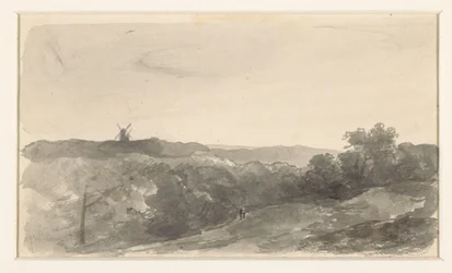 Paisaje de colinas con molinos
