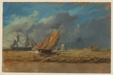 Paisaje marino con algunos barcos