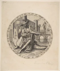 El hombre rico tocando el violín en una mandíbula, ca. 1568