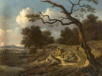 Paisaje con campesinos y un camino