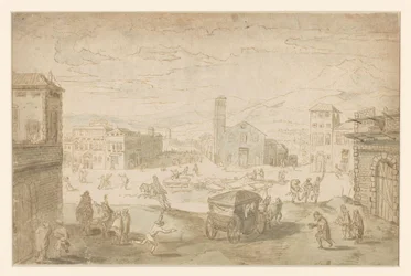 El mes de febrero: escena de Cuaresma en una plaza italiana