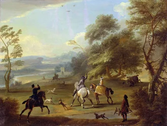 Una fiesta de cetrería, c.1690