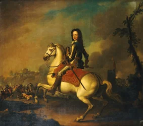 Retrato del rey Guillermo III en la batalla del Boyne en 1690