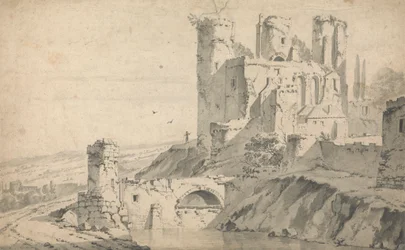 Castillo en ruinas sobre un río