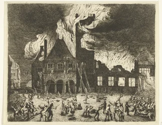 El incendio del Viejo Ayuntamiento de Ámsterdam, 1652
Imagen del antiguo ayuntamiento de Ámsterdam quemado el 7 de julio de 1652