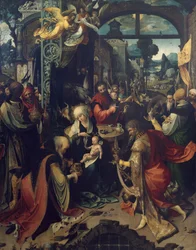 Nacimiento de Jesús, panel central del tríptico de Jan de Beer (hacia 1475-1528), óleo sobre lienzo