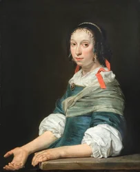 Retrato de una dama con una cinta roja en el pelo