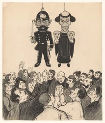 Policía y pastor como marionetas