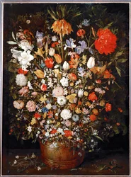 Gran ramo de flores en un ... (óleo sobre madera de roble)