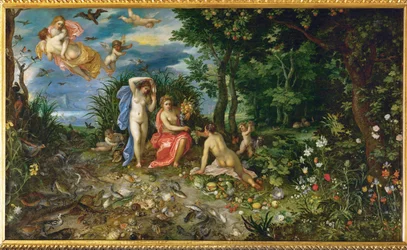 Ceres y los cuatro elementos (pintura sobre cobre)
