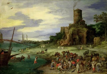 Pescadores en la orilla