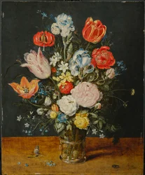 Flores en un vaso de vidrio, después de 1608