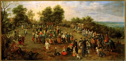 Baile popular ante los archiduques ... (pintura sobre lienzo)