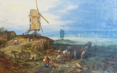 Paisaje con molinos de viento