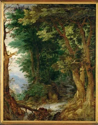 Paisaje con madera (pintura sobre madera de roble)