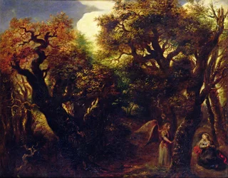 Paisaje boscoso con Agar y el ángel, c.1645