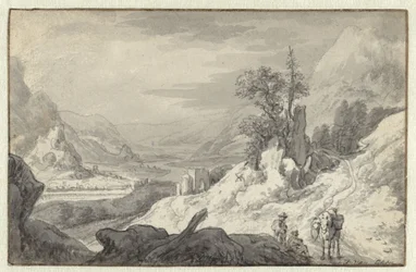 paisaje de montaña con un valle de río
