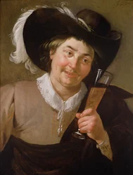 Retrato de un hombre sosteniendo una copa de vino