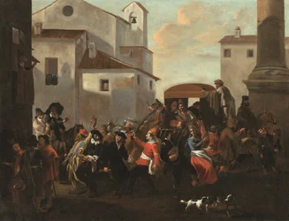 Carnaval en una plaza romana (óleo sobre lienzo)