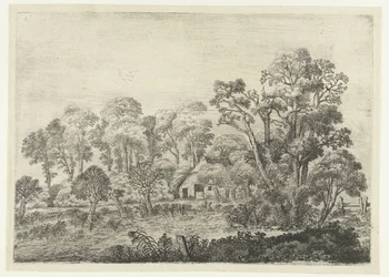 Paisaje con una granja junto a un estanque. Paisajes (título de la serie)