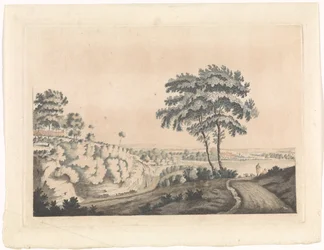 Paisaje con un castillo en una colina