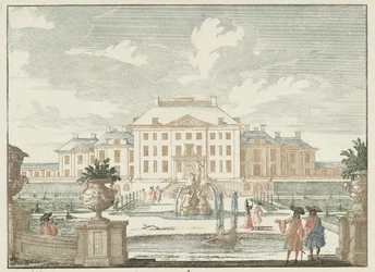 Vista de la parte trasera del Palacio Het Loo
Selected Gesichte van het Wijdvermaarde Loo als andere vorstelijke Huisen (título de la serie)
Admirandorum quadruplex spectaculum (título de la serie)